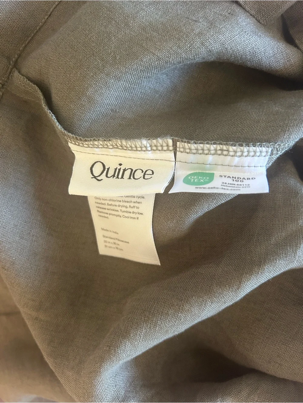NWOT Quince Dusty Olive Green Linen Standard Pillow Case Pair of 2!